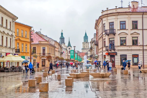 Rua Mais Famosa Lublin Krakowskie Przedmiescie Lublin Polônia Data Tiroteio Imagens Royalty-Free
