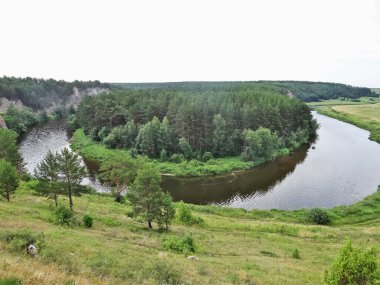 Nehir manzaralı yeşillik, Aramashevo, Rusya