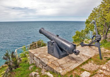 ROVINJ, CROATIA - MAYIS 06, 2019: fotoğraf ve çapa. Şehre bir hediye..