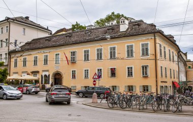 SALZBURG, AUSTRIA - 13 Eylül 2017: Mozart 'ın Ev Müzesi Fotoğrafı.