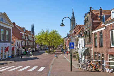 DELFT, NETHERLANDS - 4 Mayıs 2018: Şehir manzarasının fotoğrafı.