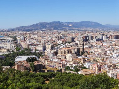 Şehir manzarası. Yukarıdan bak. Malaga. İspanya