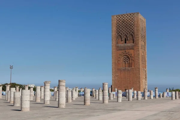 Minaret Och Det Oavslutade Tornet Moskén Hassan Rabat Marocko — Stockfoto
