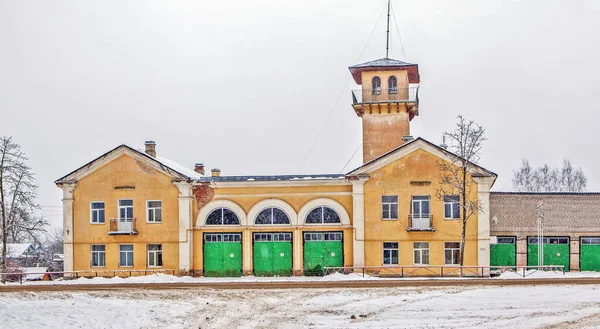 Πυροσβεστικός Σταθμός Νούμερο Πόρκοφ Περιοχή Πσκοφ Ρωσία Ημερομηνία Λήψης Δεκεμβρίου — Φωτογραφία Αρχείου
