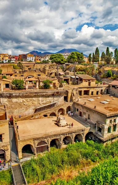 Panorama Das Ruínas Antiga Cidade Herculano Ercolano Itália — Fotografia de Stock