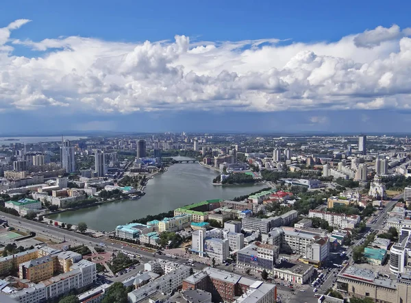 Paesaggio Urbano Vista Dal Grattacielo Vysotsky Ekaterinburg Russia Data Delle — Foto Stock