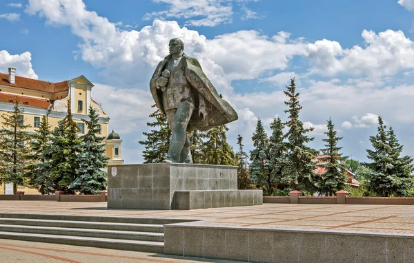 Pinsk Belarus Června 2018 Fotografie Památníku Lenina Jezuitské Koleje — Stock fotografie