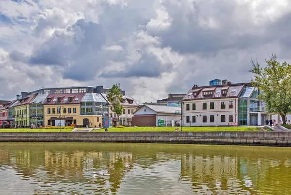 Svislochs Flodvall Zybitskaja Gatan Historiskt Centrum Minsk Vitryssland Datum För — Stockfoto