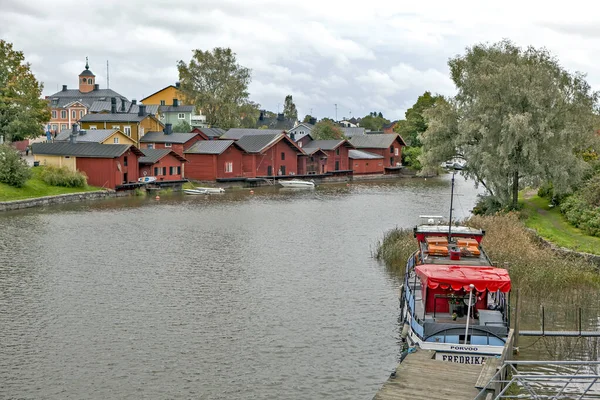 Casco Antiguo Orillas Del Río Porvoonjoki Porvoo Finlandia Fecha Filmación — Foto de Stock