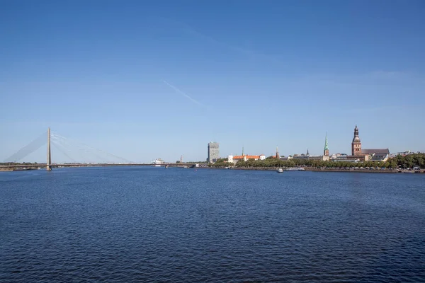 Riga Lettland August 2018 Blick Von Der Daugava Auf Die — Stockfoto