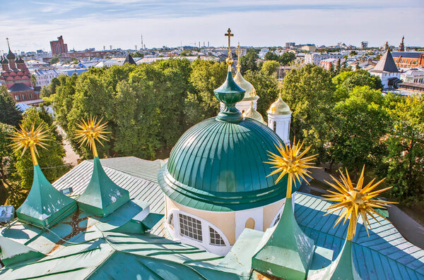 Panorama of Yaroslavl. View from the belfry of the Transfiguration Monastery. Golden ring. Russia.Date of shooting June 27, 2018