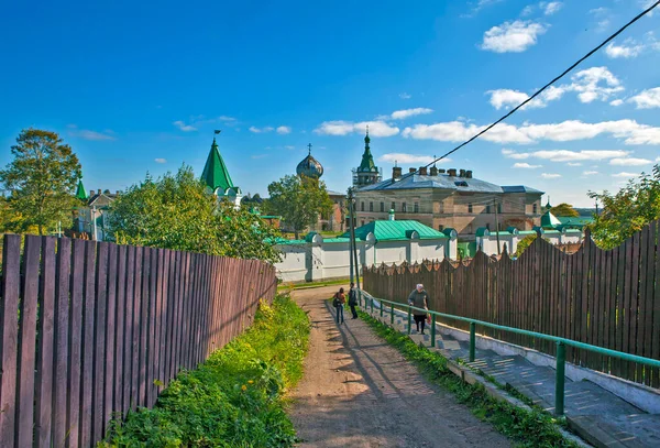 Landelijk Landschap Met Uitzicht Het Nikolsky Klooster Oude Ladoga Regio — Stockfoto