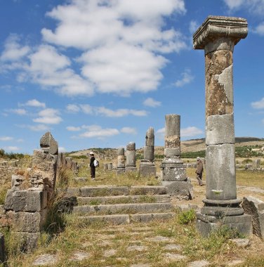 Antik yapıların kalıntıları. Volubilis. Fas