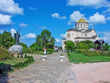 SEVASTOPOL, CRIMEA - Eylül 02, 2010: Fotoğraf: St. Vladimir Katedrali. Tauric Çersonesoları