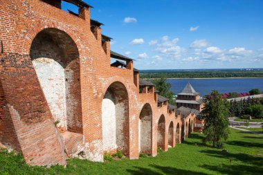 Nizhny Novgorod Kremlin 'in nehir manzarası, Rusya