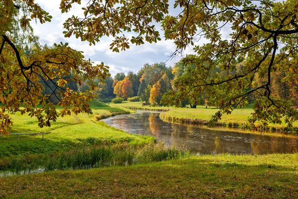 Vista Del Río Otoño Pavlovsk Park San Petersburgo Rusia — Foto de Stock