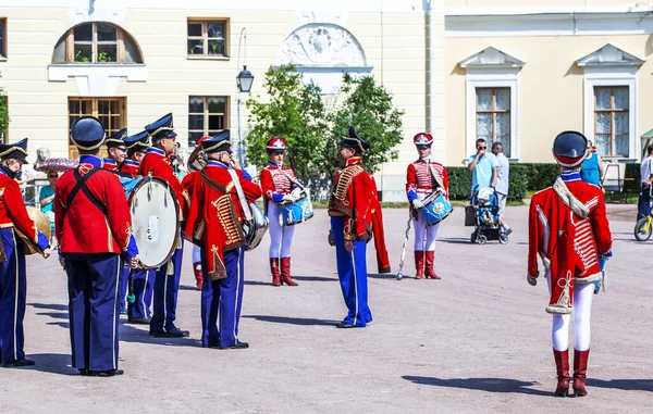 Pavlovsk Russia Lipiec 2014 Zdjęcie Perkusistów Orkiestry Vivat Rosja Historycznej — Zdjęcie stockowe