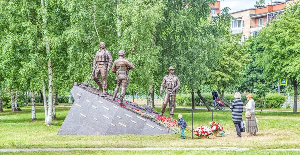 Sosnovy Bor Russia Luglio 2019 Foto Memorial Onore Dei Soldati — Foto Stock