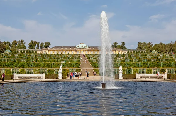 Potsdam Allemagne Août 2019 Photo Grande Fontaine Dans Parc Sanssouci — Photo