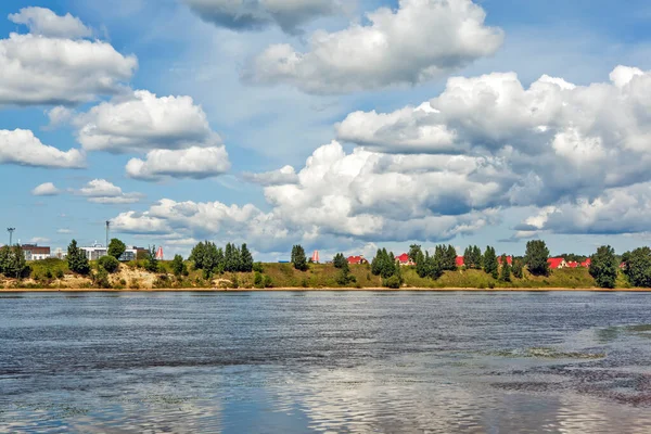 Rio Neva Com Vista Para Assentamento Cottage New Dubrovka Distrito — Fotografia de Stock