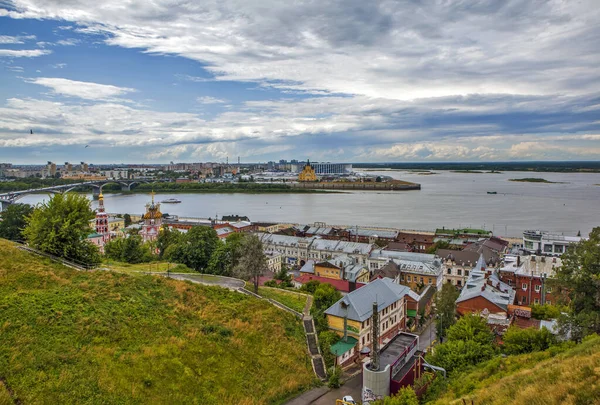 Förhöjd Över Nizjnij Novgorod Stad Och Flod Ryssland — Stockfoto