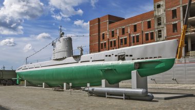 VERKHNYAYA PYSHMA, RUSSIA - 12 Haziran 2019: Küçük bir dizel denizaltı tipi M 