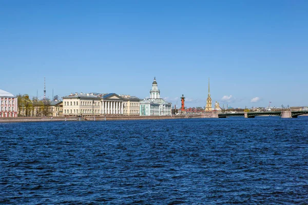 Zicht Kunstkamera Pijl Van Vasilyevsky Island Peter Paul Fortress Sint — Stockfoto