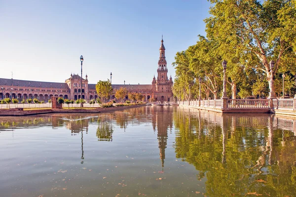 Seville Hiszpania Maj 2013 Plac Hiszpanii Neomauretański Zespół Miejski Sewilla — Zdjęcie stockowe