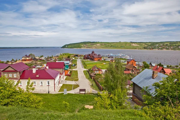 Panoramic View Sviyaga Shore Pier Building River Station Sviyazhsk Republic — Stock Photo, Image