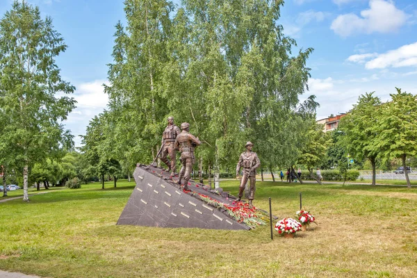 Sosnovy Bor Russia July 2019 Photo Memorial Honor Soldiers Local — Stock Photo, Image