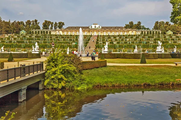 Potsdam Germania Agosto 2019 Foto Della Grande Fontana Nel Parco — Foto Stock