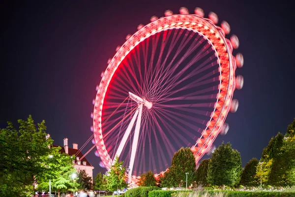 Londres Grande Bretanha Agosto 2019 Foto Roda Gigante Noite — Fotografia de Stock