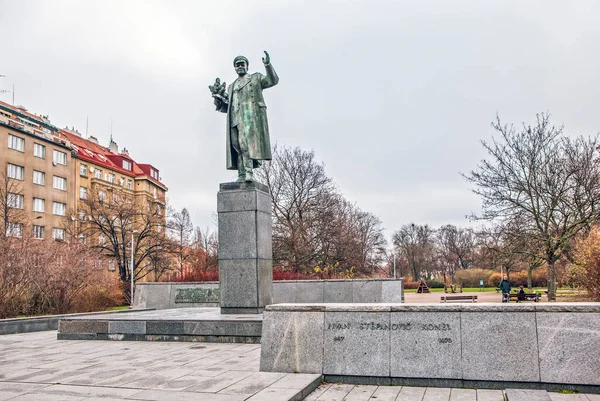 Praag Tsjechië December 2015 Foto Van Monument Voor Ivan Konev — Stockfoto