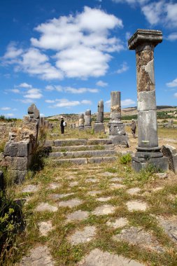 Antik yapıların kalıntıları. Volubilis. Fas