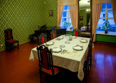 STARAYA RUSSA, RUSSIA - 20 ARALIK 2019: House-Museum F.M. Dostoyevski.