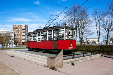 PETERSBURG, RUSSIA - 25 Nisan 2020: Abluka Tramvay Anıtı 