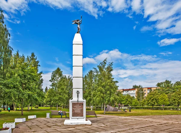 Sosnovy Bor Russia Lipiec 2019 Zdjęcie Pomnika Chwały Stela Nicka — Zdjęcie stockowe