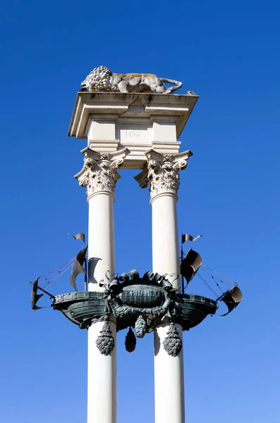 Seville Spanien Maj 2013 Foto Monumentet Till Christopher Columbus — Stockfoto