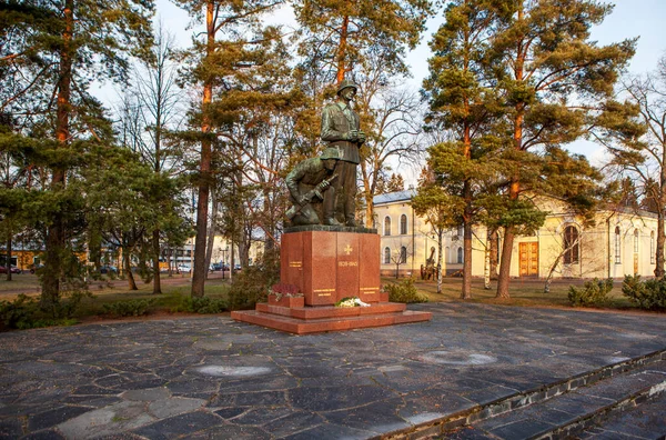 Hamina Finlandia Diciembre 2019 Foto Monumento Los Oficiales Soldados Finlandeses — Foto de Stock
