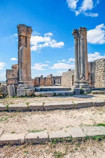 Ruinerna Forntida Strukturer Volubilis Marocko — Stockfoto