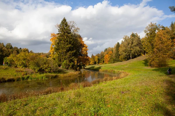 Vista Rio Outono Pavlovsk Park São Petersburgo Rússia — Fotografia de Stock