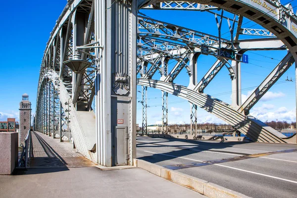 Bolsheokhtinsky Bridge Emperor Peter Great Inglés San Petersburgo Rusia — Foto de Stock