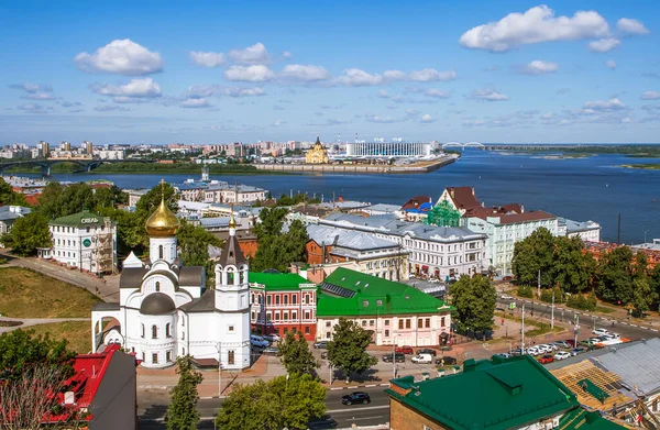 Високий Вигляд Міста Річки Нижнього Новгорода Росія — стокове фото