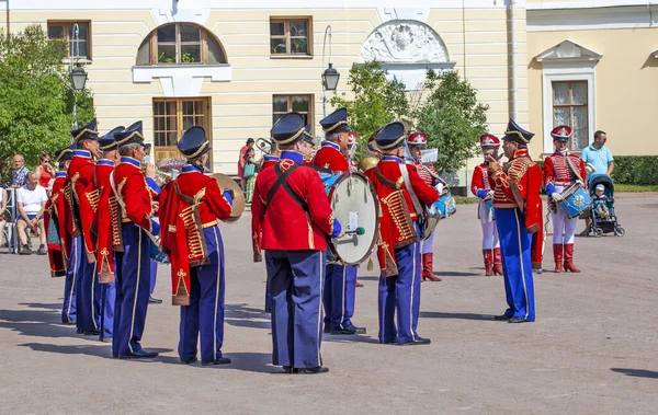 Pavlovsk Russia Lipiec 2014 Zdjęcie Perkusistów Orkiestry Vivat Rosja Historycznej — Zdjęcie stockowe