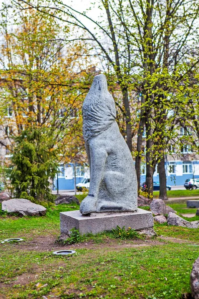 Vyborg Russia Mayıs 2020 Heykel Wolf Dimov — Stok fotoğraf