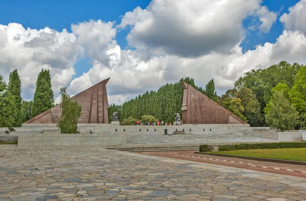 Berlin Allemagne Août 2019 Photo Bannières Granit Inclinées Deuil Formant — Photo