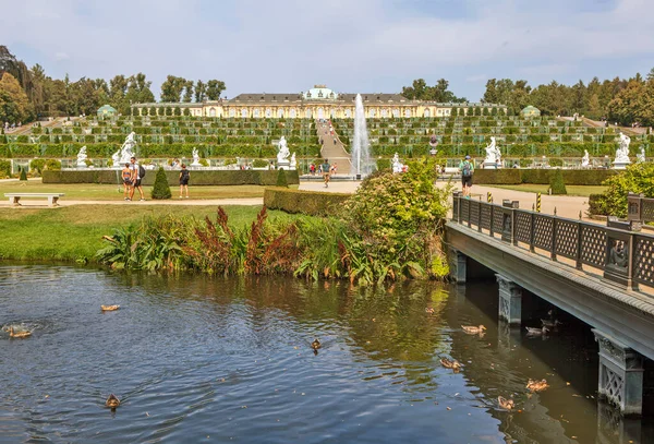 Potsdam Německo Srpna 2019 Fotografie Velké Kašny Parku Sanssouci — Stock fotografie