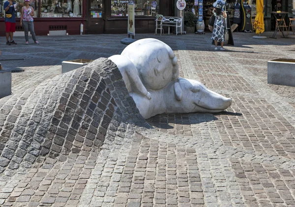 Skulptur Des Schlafenden Nello Und Der Patrasche Antwerpen — Stockfoto