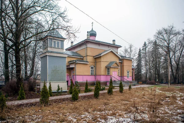 Dzwonnica Kościół Aleksandra Newskiego Wolosowo Leningradzki Region Rosja Grudnia 2020 — Zdjęcie stockowe