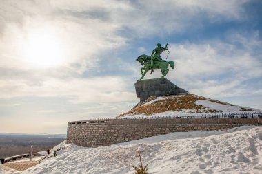 Salavat Yulaev Anıtı. Ufa. Bashkortostan Cumhuriyeti. - Rusya. 18 Mart 2021